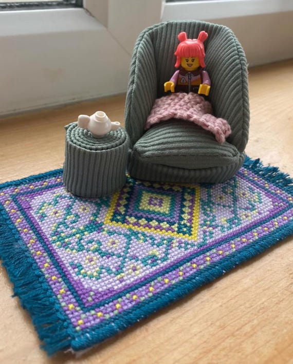 カントリー雑貨 刺繍縦型フレーム額 ・ボート♥️ラビットDOLL 15 Dollhouse Miniature Rug Cross Stitch Pattern - Etsy