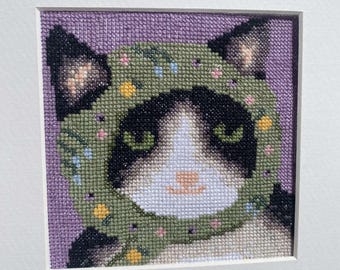 Babushka cat cross stitch pattern