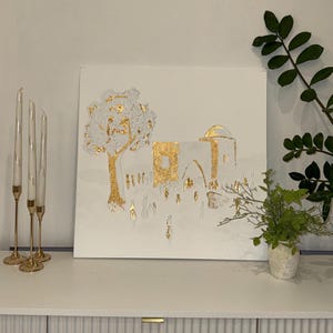 White textured acrylic painting &quot;Sabbath&quot;, Jewish art original painting, Modern canvas wall art, Judaica art, Synagogue interior painting