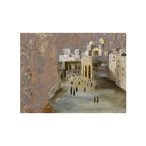 Original painting on wooden stretcher frame, Authentic acrylic painting, Judaica canvas wall art, Jewish art wall decor, Interior painting