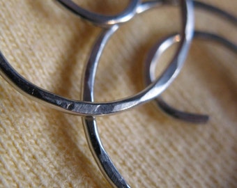Free Shipping Item . NOTSO THINNI 45mm Medium Hoop Earrings with hammered surface in 20 gauge square German Nickel Silver wire