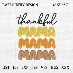 Thankful Mama Embroidery Design, Halloween Embroidery Design, Pumpkin Season Machine Embroidery File, Instant Download, 4 Sizes