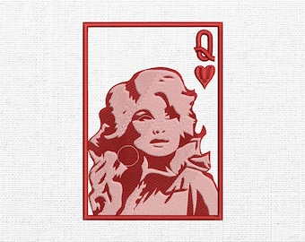 Dolly Queen Of Hearts Embroidery Designs, Dolly Embroidery File, Embroidery Machine, Dolly Embroidery Design, Country Music Embroidery File