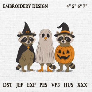 Funny Halloween Raccoon Embroidery Design, Spooky Raccoon Embroidery File, Spooky Season File, Feral Halloween Animal File, Instant Download