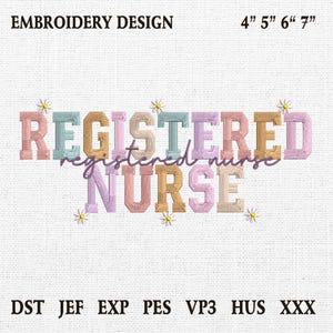 Registered Nurse Embroidery Design, RN Nurse Embroidery Design, Nurse Life Machine Embroidery Files, Instant Download, 4 Size