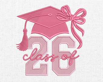 Coquette Senior 2026 Embroidery Design, Class Of 2026 Embroidery Design, Machine Embroidery Design, 4 Sizes, Instant Download