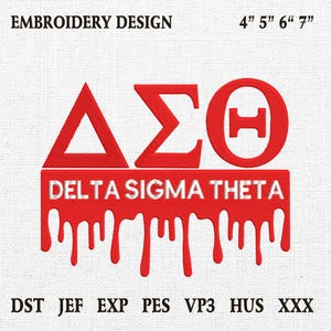 1913 Delta Sigma Theta Embroidery Design, Sorority Machine Embroidery File, DST 1913 Applique Pattern, Sisterhood Embroidery, 4 Sizes