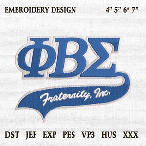 Phi Stickerei Form, PBS 1914 Stickdatei, Bruderschaft Maschinenstickerei, Bruderschaft Applikation, PBS Stickerei, HBCU Design