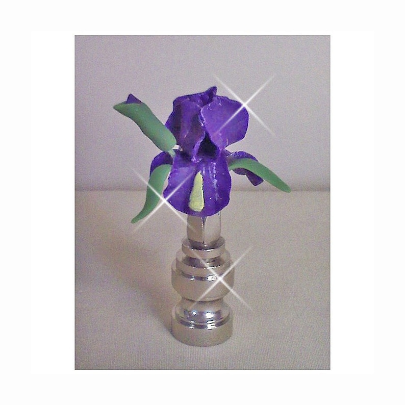 Iris Lamp Finial Hand Crafted in Custom Colors image 1