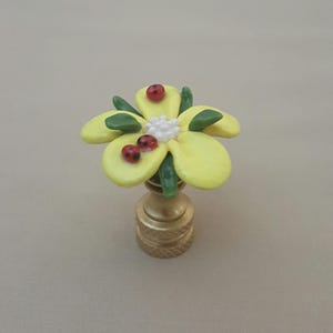 Butter Flower with Lady Bugs Lamp Finial...Hand Crafted to Order image 1