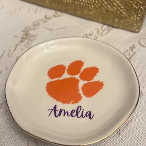 Personalized college ring dish; college jewelry dish; graduation gifts ; college trinket jewelry tray. Custom w/ college logo/mascot & name