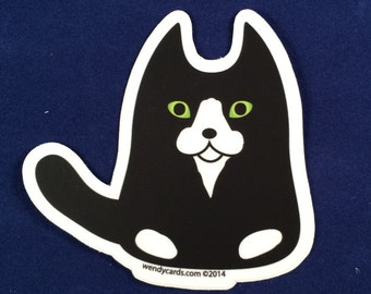 Animal Sticker Tuxedo Cat, Original Art Heavy Duty Vinyl ULTRA CUTE