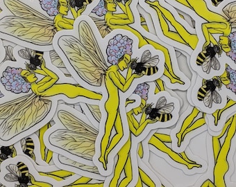 Air Pixie Fairy and Bee die-cut vinyl sticker - Adorable