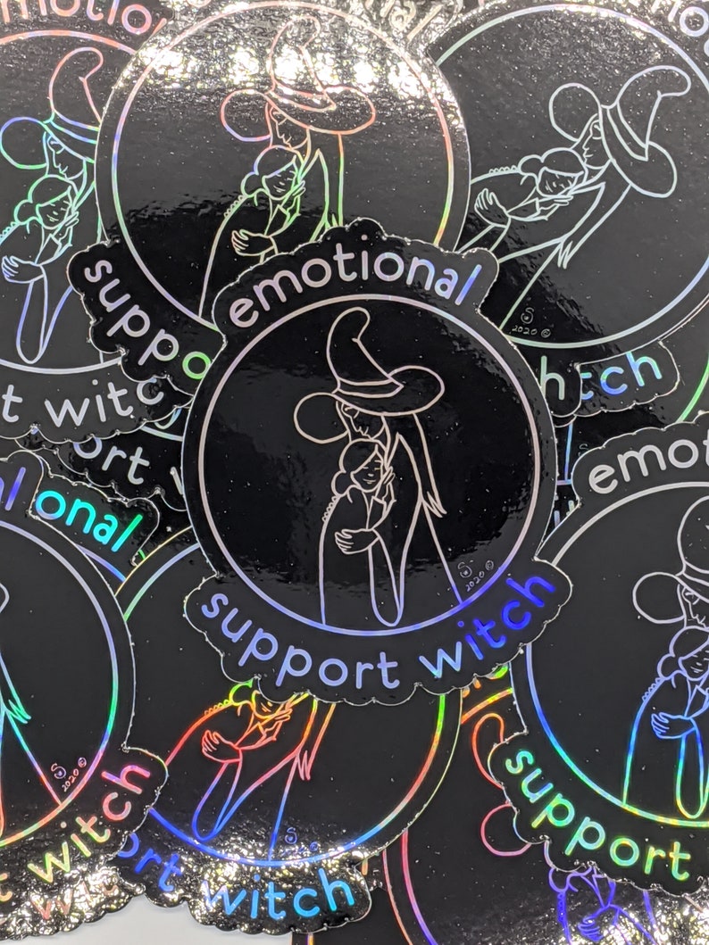 Emotional Support Witch Holographic vinyl sticker 3-inch image 2