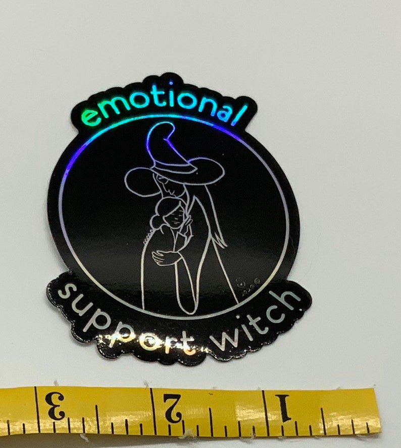 Emotional Support Witch Holographic vinyl sticker 3-inch image 4