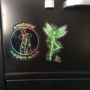 Emotional Support Witch Holographic vinyl sticker 3-inch image 8