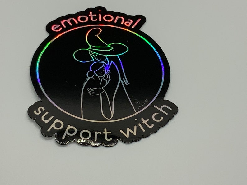 Emotional Support Witch Holographic vinyl sticker 3-inch image 6