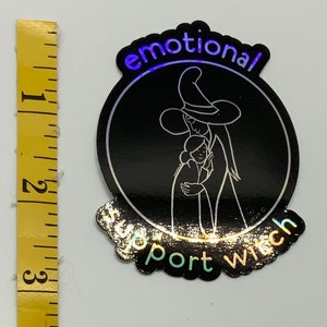 Emotional Support Witch Holographic vinyl sticker 3-inch image 5