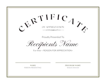 Certificate of Appreciation