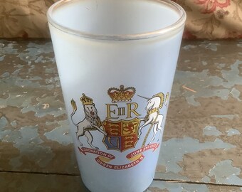 Long May She Reign  -Queen Elizabeth ll  Coronation Glass Beaker - Commemorative Souvenir - 1953