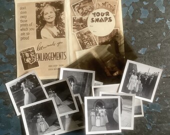 Your Snaps - Paper Photograph Wallet with Black and White Photographs x 10  and Negatives - 1950's Wedding and Family Photos