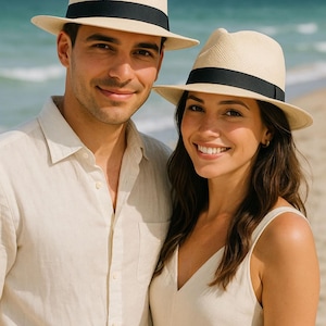 Handwoven Ecuadorian Panama Hat: Toquilla Straw Fedora with Black Band