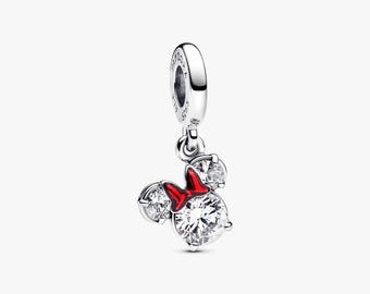 Disney Minnie Mouse Silhouette Dangle Charm Christmas gift S925 Sterling silver for all european bracelets gift for women