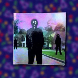 Holographic Surreal Question Mark Figure Sticker – Weirdcore Dreamcore Liminal Suburban Art