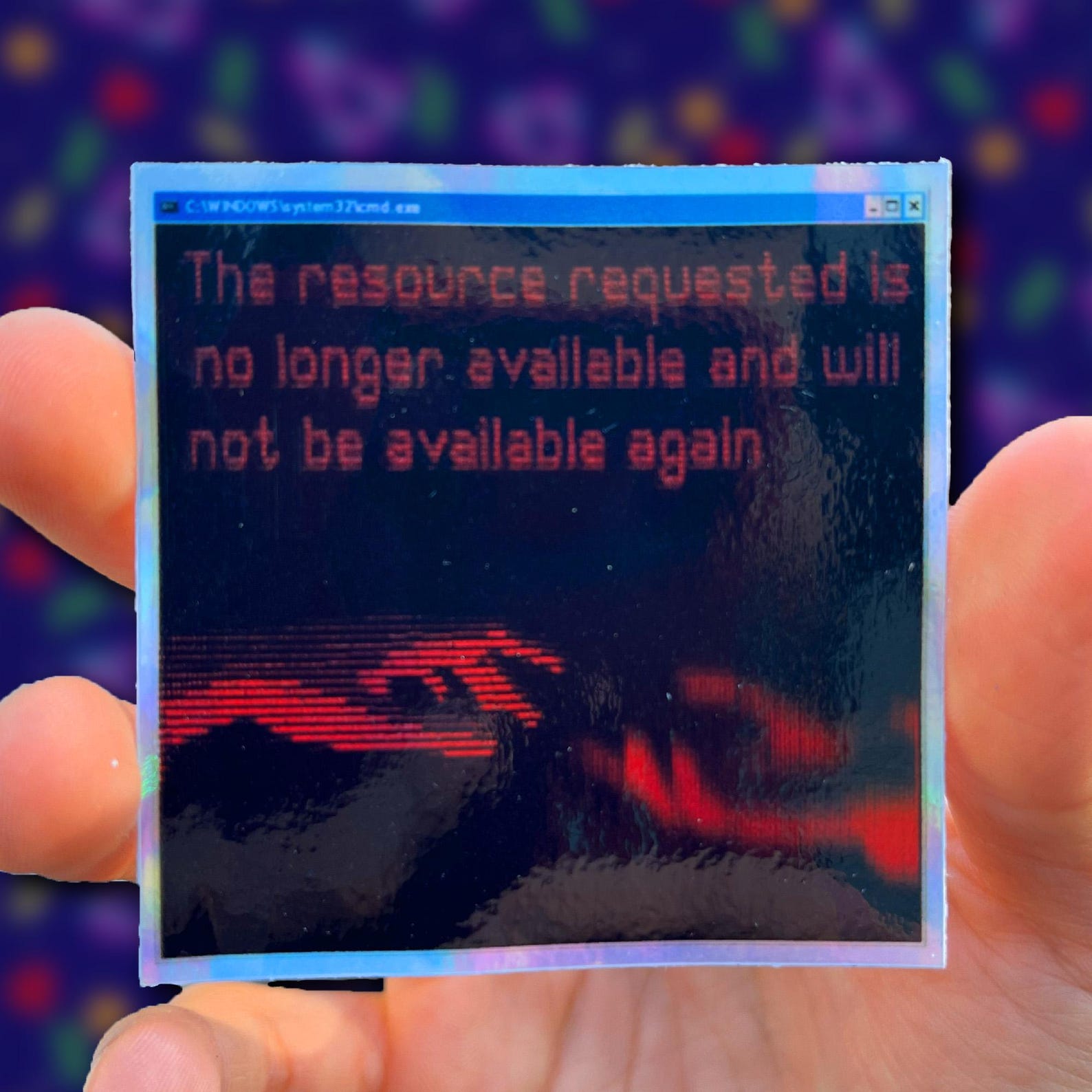 Holographic ASCII Error Message Sticker – “no Longer Available” Liminal ...