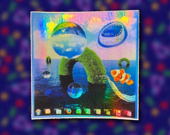 Holographic Frutiger Aero Sticker – Y2K Windows 7 Nostalgia – 2000s Aqua Tech Dreamcore