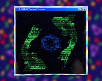 ASCII Koi Fish Terminal Sticker – Holographic Retro Computer Weirdcore Vinyl