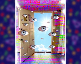 Surreal Eyeball Door Art Print – Weirdcore Dreamcore Liminal Space Wall Art 5x7
