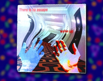 Holographic Surreal Liminal Hallway Sticker – Weirdcore Analog Horror Wake Up Vinyl Decal