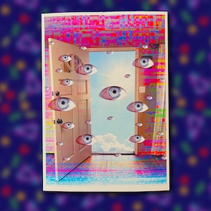 Surreal Eyeball Door Art Print – Weirdcore Dreamcore Liminal Space Wall Art 5x7