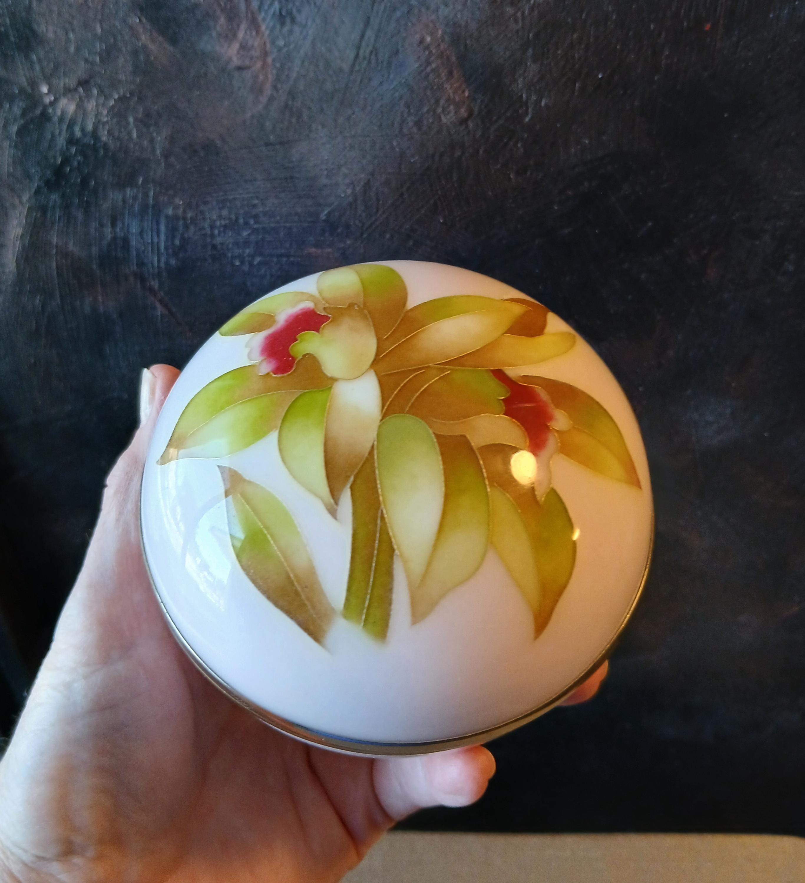 * antique box ୨୧ * 脚付き 陶器製 ボンボニエール STRIKING Pair of Vintage 1950s 60s ORB Otto R Badie Handmade
