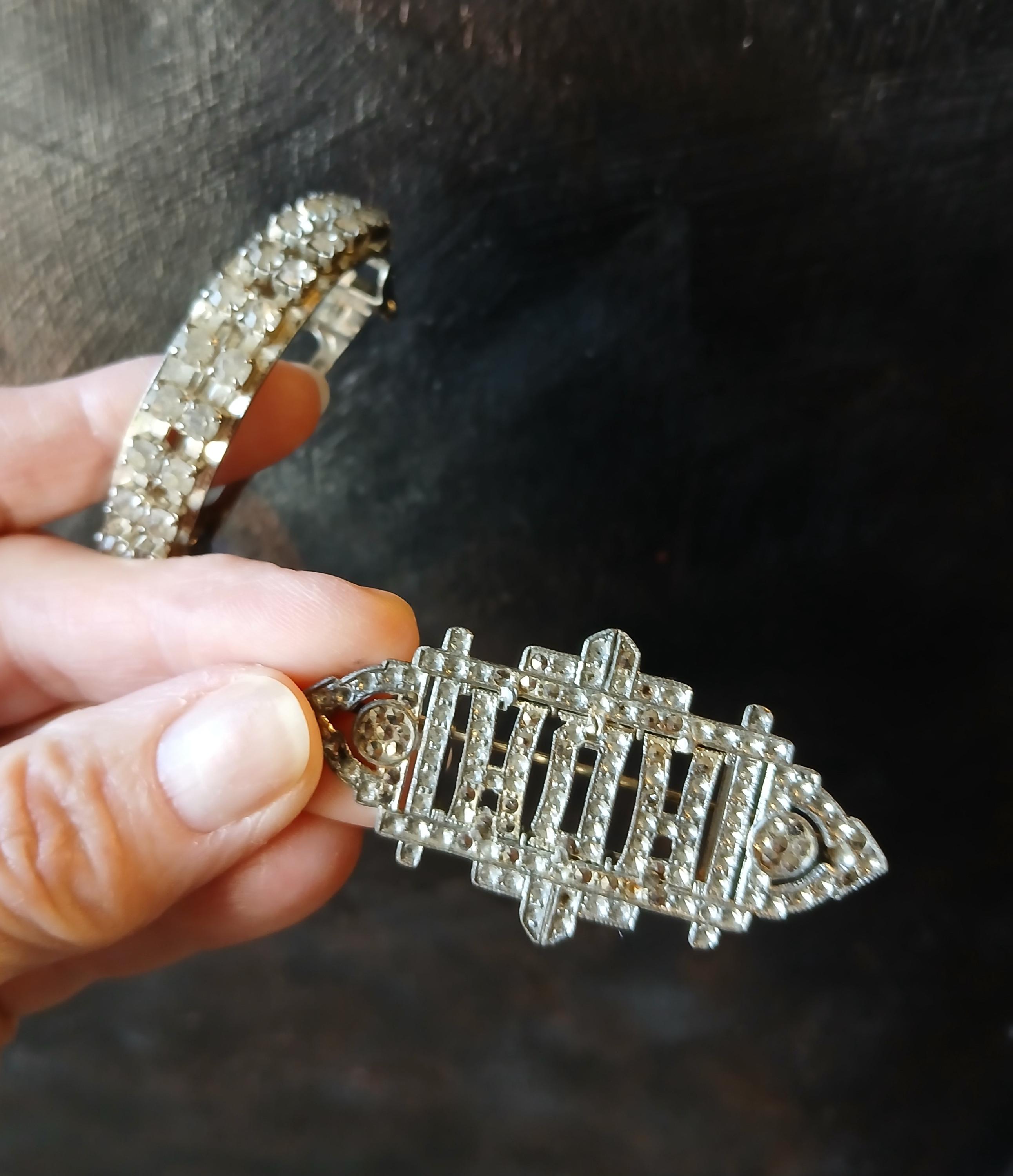 Vintage Marcasite Crystal Studded 4\