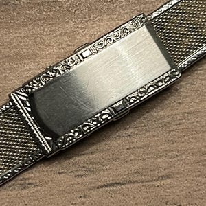 Speidel 10k White Gold-Filled Domino Unused Vintage Ladies Watch Band C Ring Ends NOS, 5.25” long.