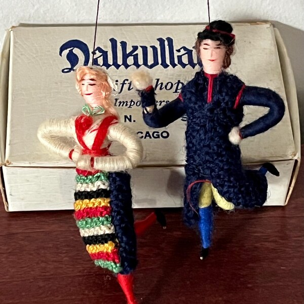 Vintage Swedish Marionette String Puppets In Souvenir Box Dalkullan Chicago