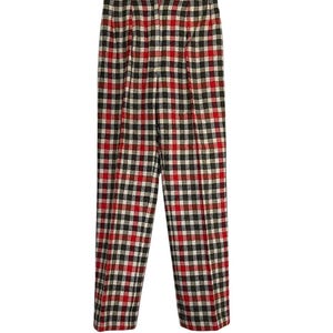 Vintage 1960s Women’s Wool Pants Red Black Windowpane Check
