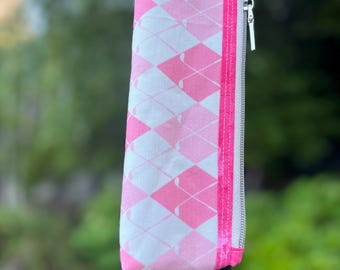 Pink Argyle Golf Zippered Accessory Pouch for Women | Golf Tee & Essentials Bag | The GoGirl Shop