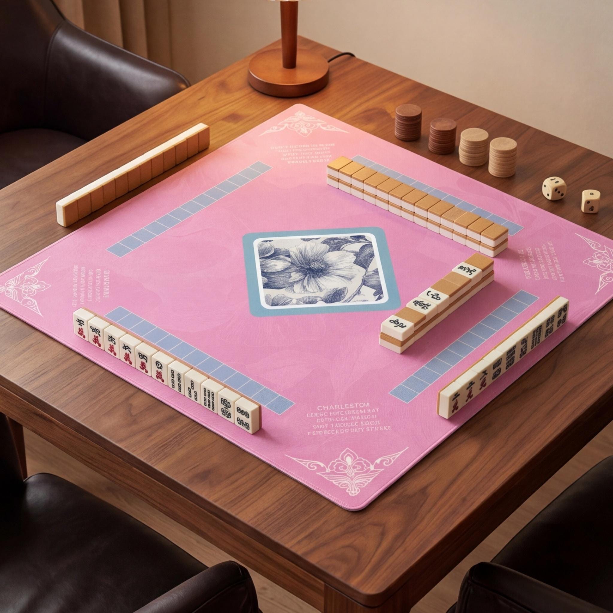 Alfombrilla Antideslizante Para Mahjong Con Reglas – 31.5x31.5 Pulgadas – Reduce Ruido Y Mantiene Fichas Firmes – Ideal Para Póker Y Juegos De Mesa