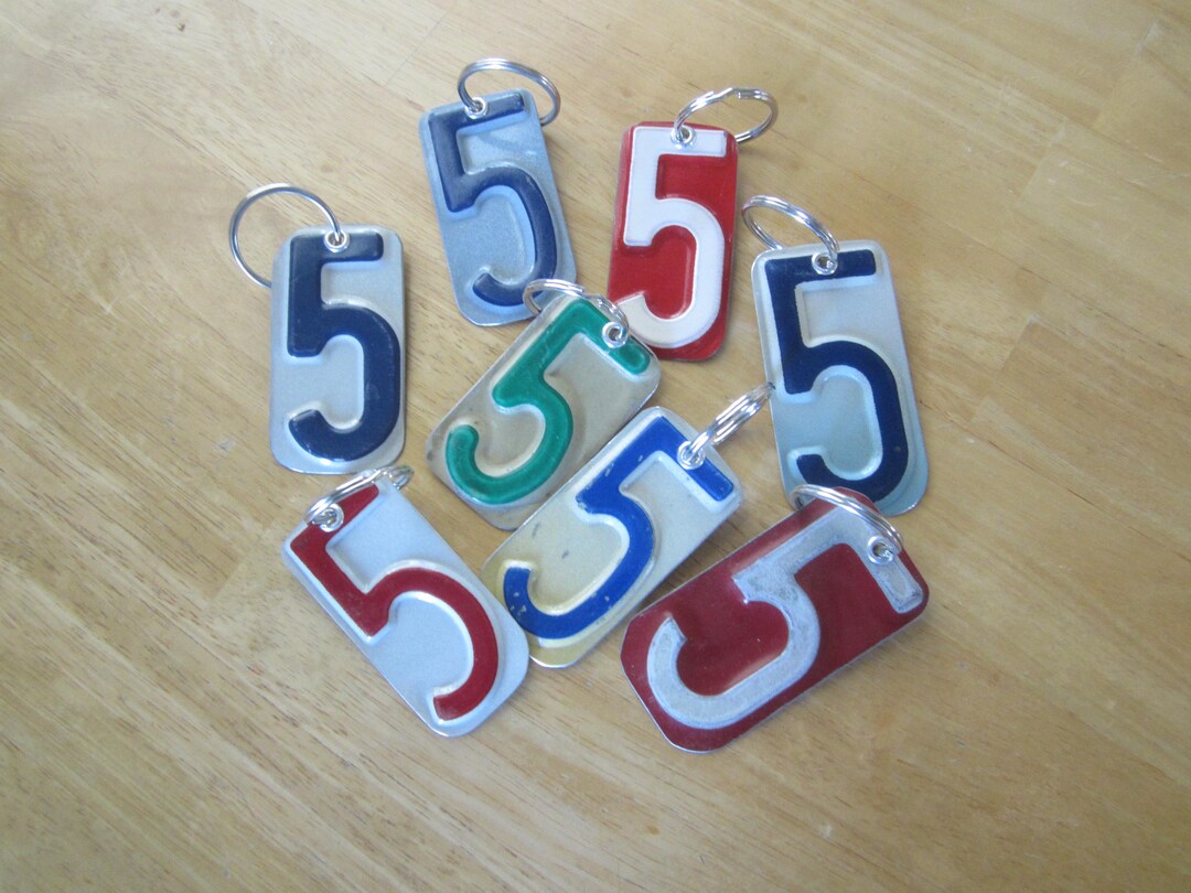 5 Key Sticker Number Five License Tag Keychain - Etsy