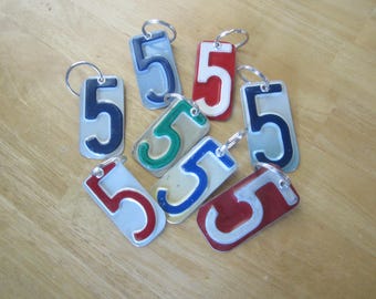 Number Five License Tag Keychain