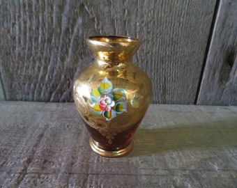 Amber Glass Handpainted Vase - Item No. 799