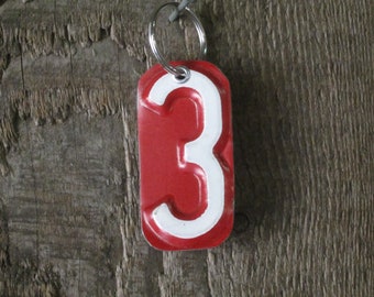 White on Red No. 3 Key Chain