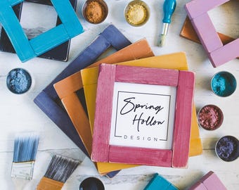 Farmhouse Picture Frame: Handcrafted using Hardwood with a Milk Paint Finish