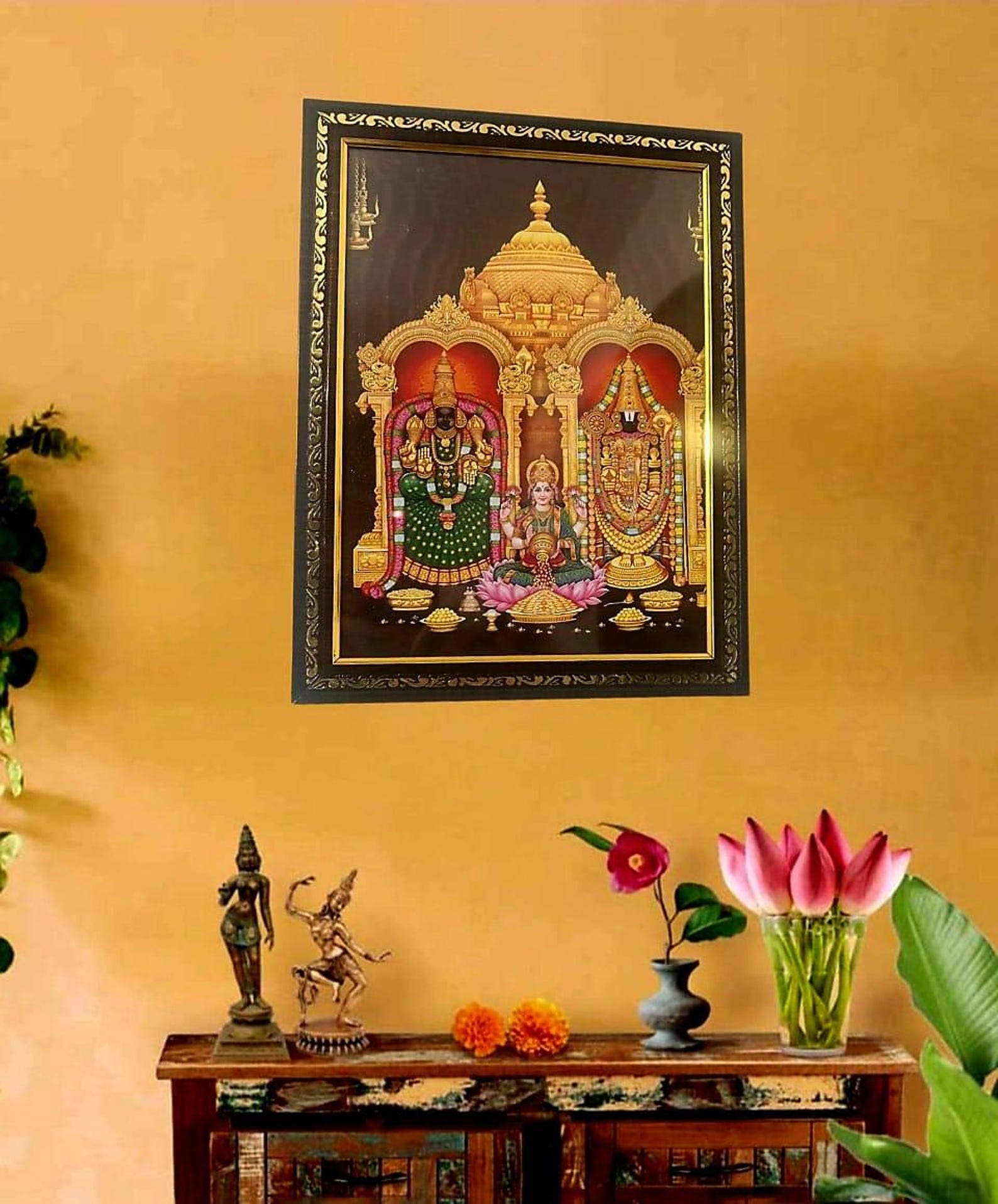 Lord Venkateswara Wall Art – Traditional Framed Poster for Pooja Room ...