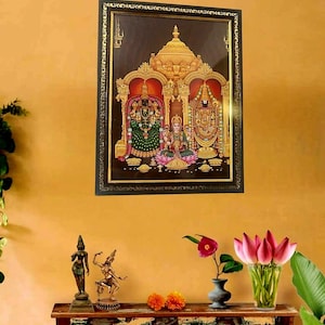 Lord Venkateswara Wall Art – Traditional Framed Poster for Pooja Room, Home Temple & Devotional Decor