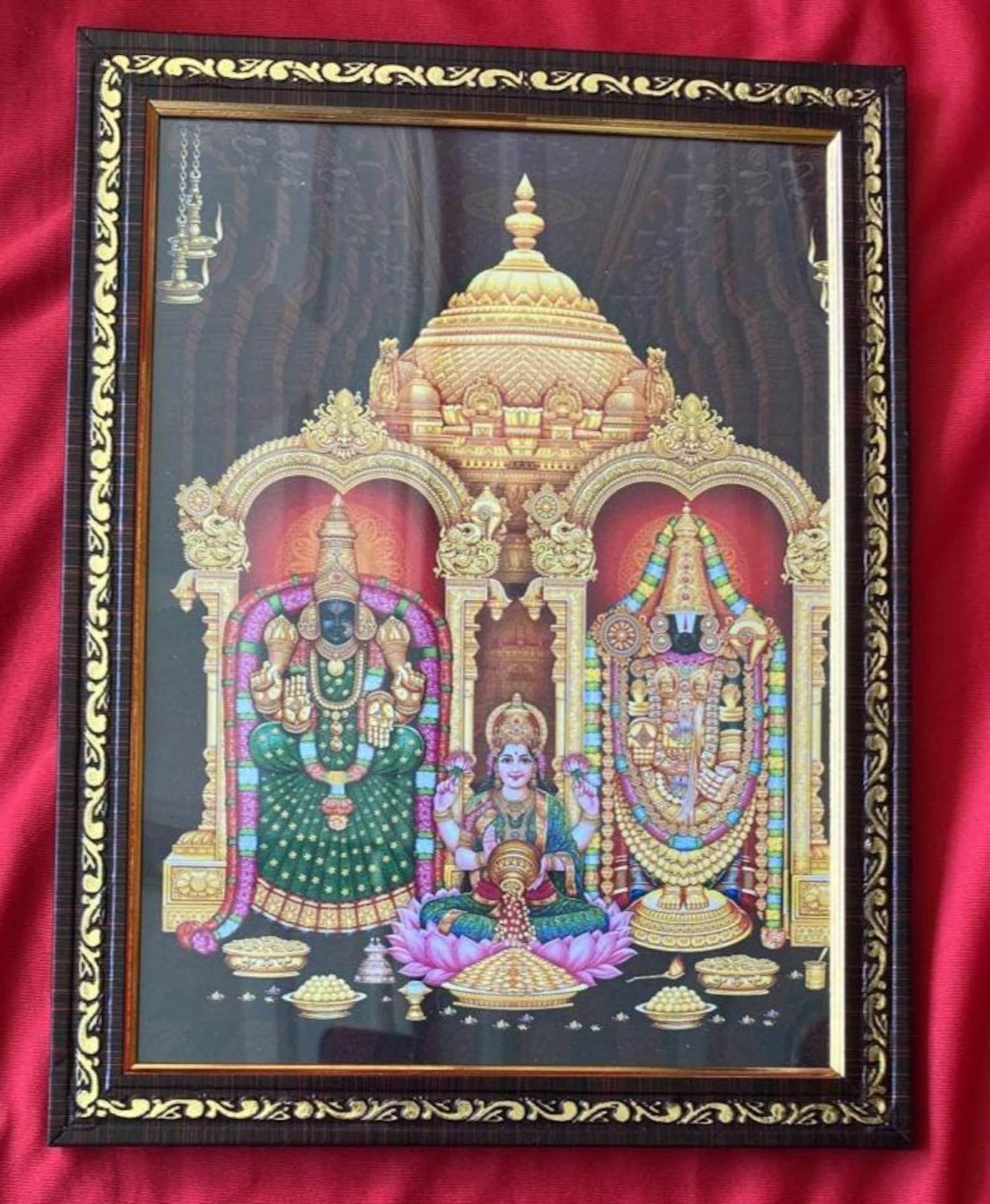 Lord Venkateswara Wall Art – Traditional Framed Poster for Pooja Room ...