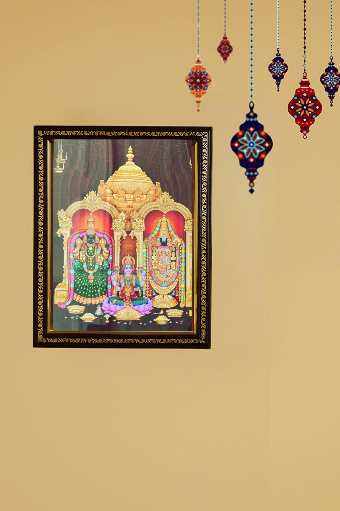 Lord Venkateswara Wall Art – Traditional Framed Poster for Pooja Room ...